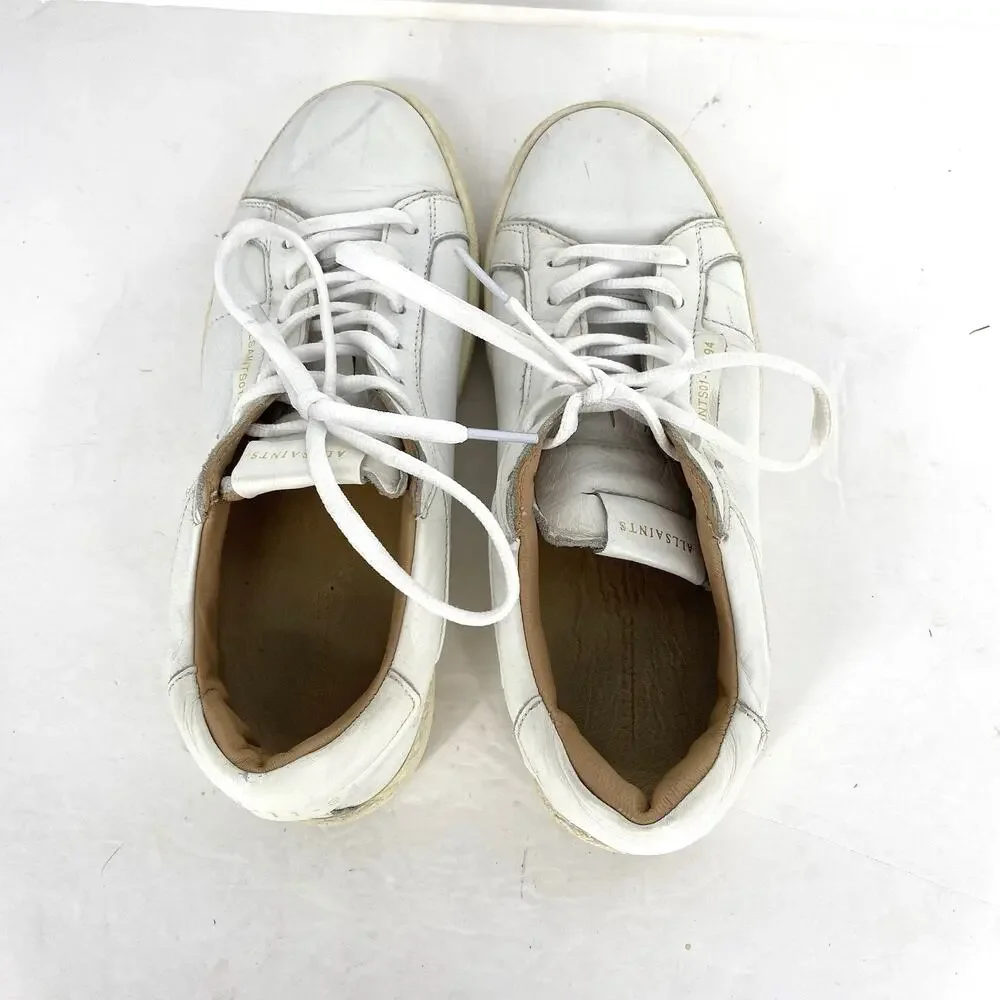 AllSaints Sheer White Leather Low Top Sneakers Women’s EU 37 US 7